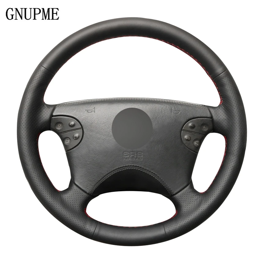

Black Artificial Leather Hand-stitched Car Steering Wheel Cover for Mercedes-Benz W210 E-Class E320 2000 2001 2002