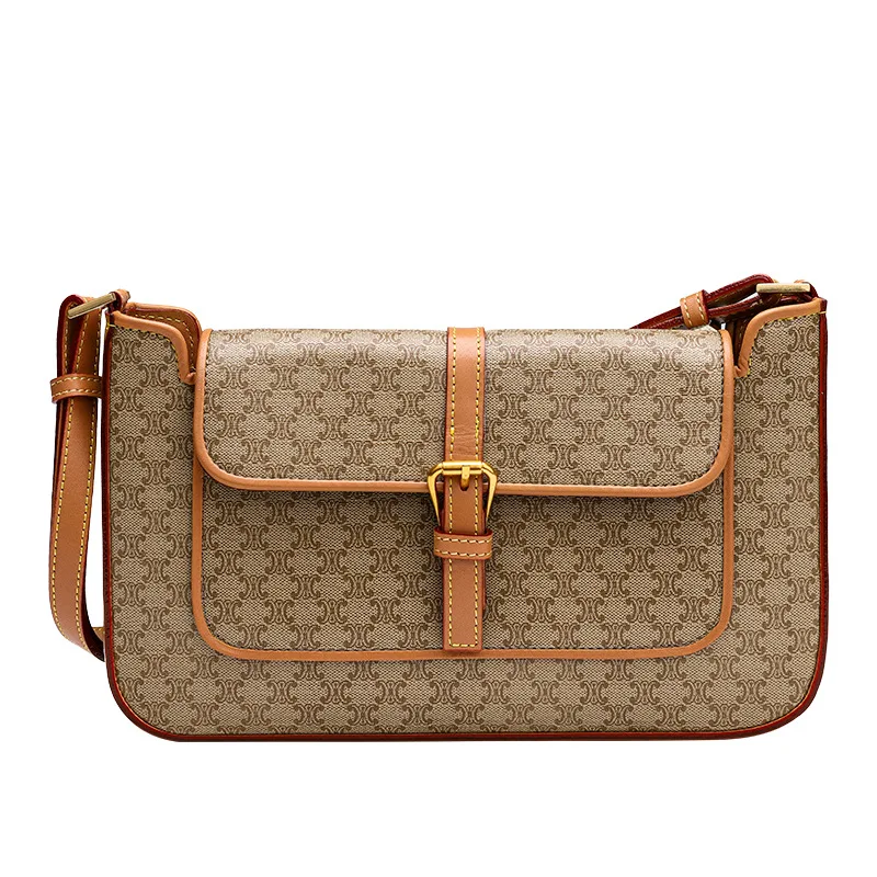 

100% Leather 2021 New Retro Old Flower Portable Diagonal Bag Casual Fashion Cowhide Underarm Bag Crossbody Bags for Women Sac