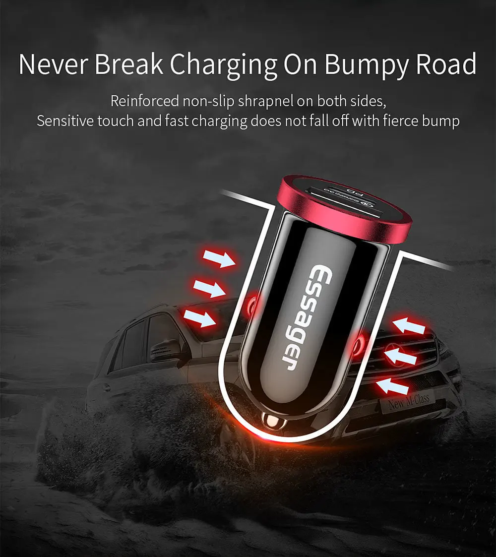 Автомобильное зарядное устройство Essager Quick Charge 4,0 3,0 USB для мобильного телефона iPhone Xiaomi 5A SCP QC4.0 QC3.0 QC type C PD автомобильное быстрое USB зарядное устройство
