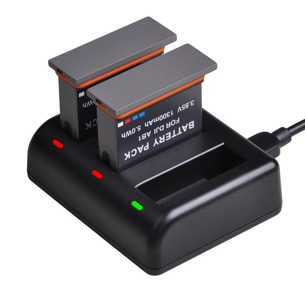 Batmax 2 шт. для DJI AB1 Аккумулятор для камеры akku+ USB 3 слота зарядное устройство для DJI Osmo AB1 Спортивная Экшн-камера