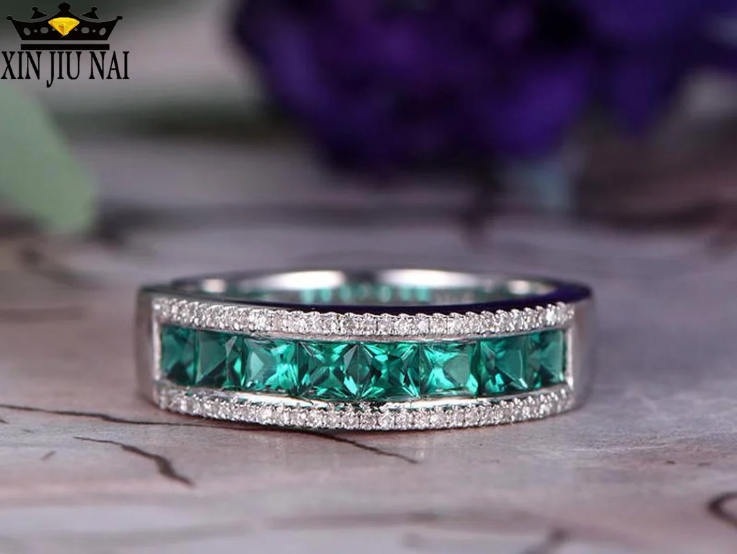 Модные кольца с зеленым кристаллом для женщин женское винтажное серебряное