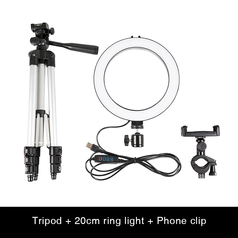 

BSTAR Photography Lighting Dimmable LED Selfie Ring Light With Phone Holder And Tripod Ring Lamp For Youtube Makeup Video Live