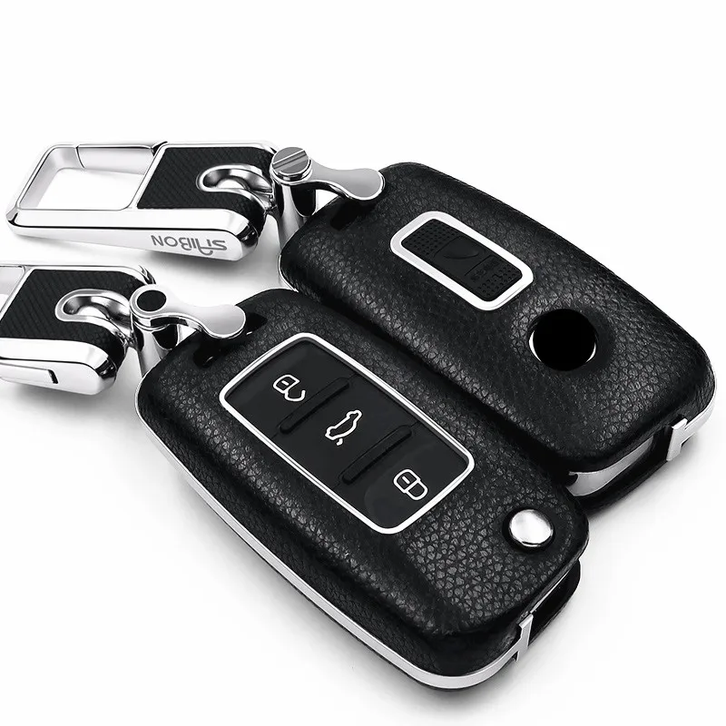 Кожаный чехол книжка для автомобильного ключа VW Volkswagen Polo Golf Passat Beetle Caddy T5 Up Eos Tiguan