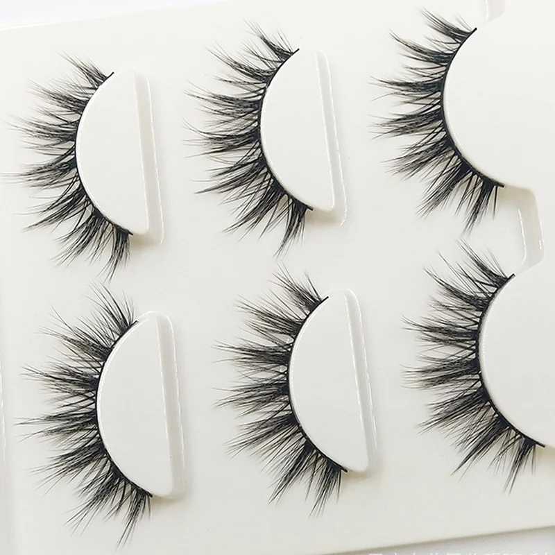 

3D-09 Natural Tapered Black Terrier False Eyelashes Fashion Ball Smoke Makeup Fake Eyelashes Cross Messy Soft 3D Eye Lashes