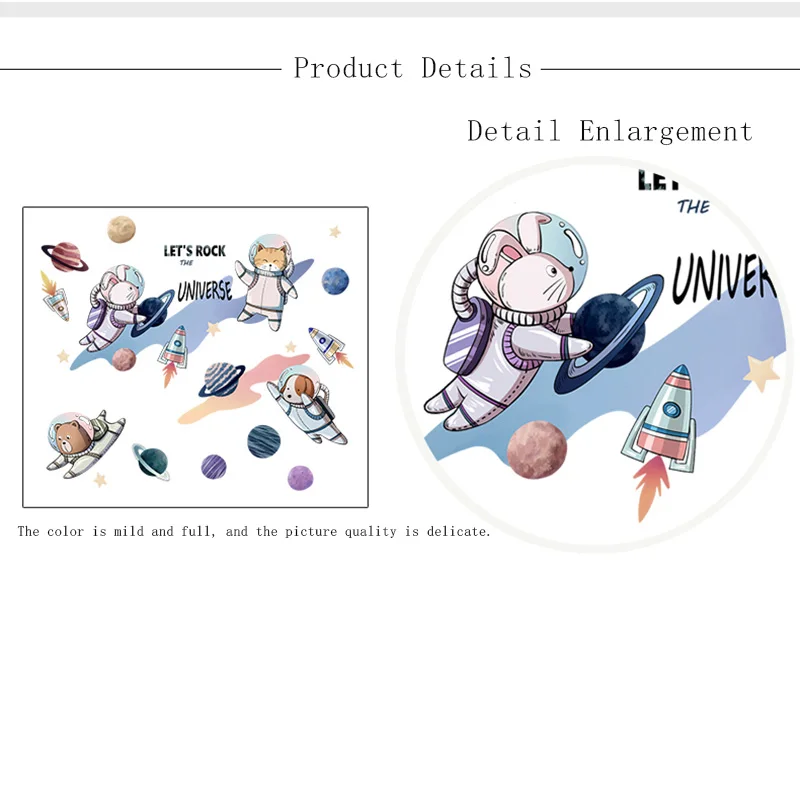 Креативный виниловый настенный стикер для космонавта Rocket Ship декор комнаты