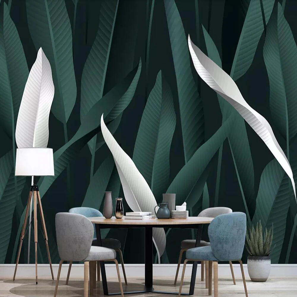 

Milofi custom 3D wallpaper mural tropical hand-painted plants leaves Nordic background wall living room bedroom decoration paint