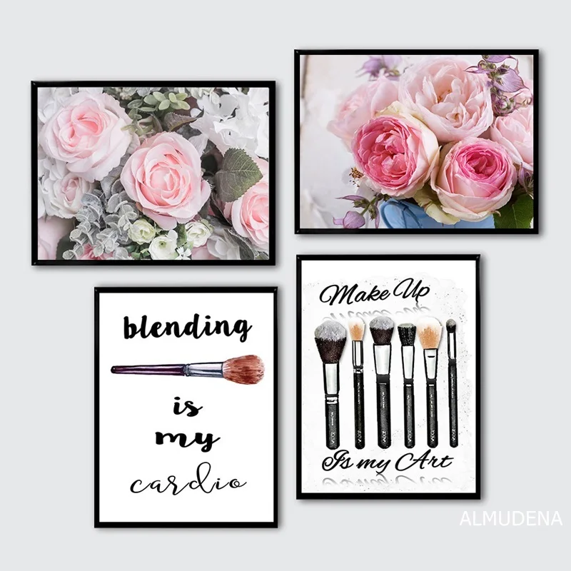 Розовый цветок настенный художественный холст плакат Скандинавский