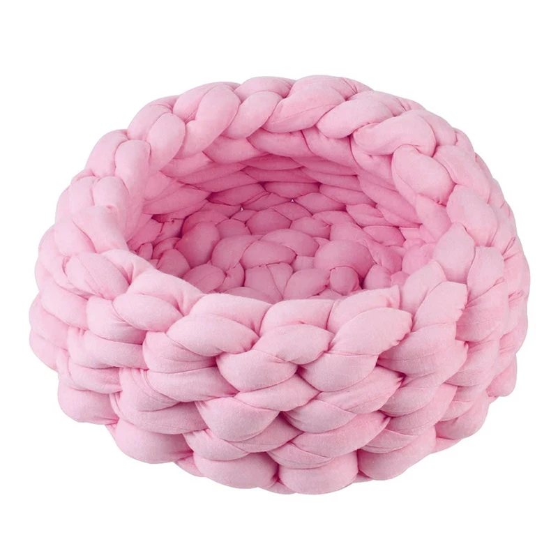 Pink Мягкие кошачьи лежанки для домашних животных, семейные вязанные домашние гнезда для домашних животных, мягкое теплое игровое гнездо для домашних животных, машинная стирка, Кошкин дом собака, гнездо - Цвет: Pink