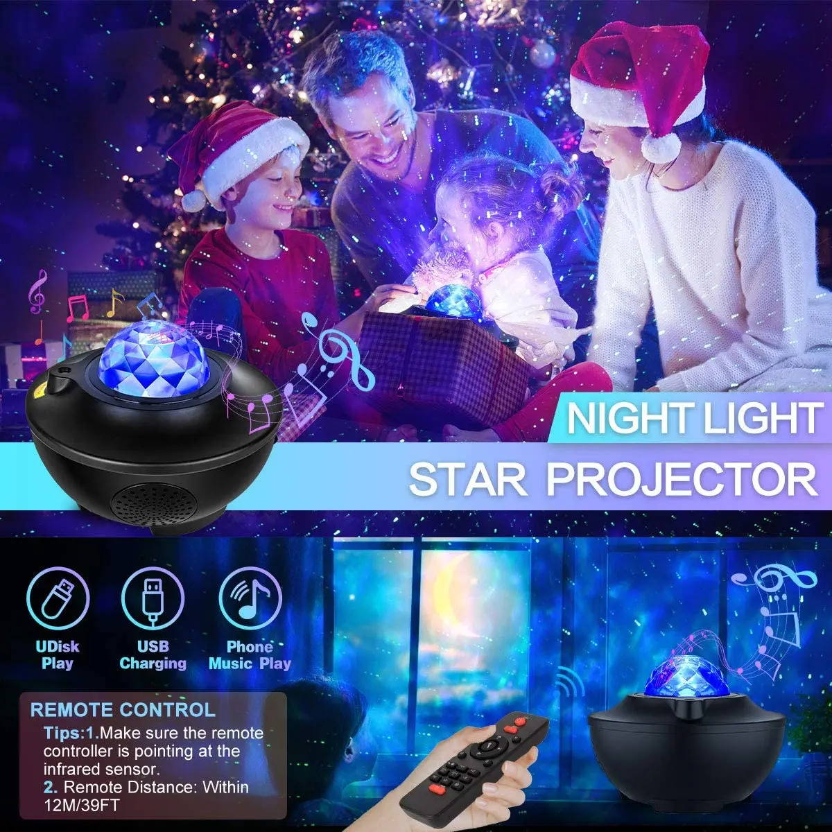 Цветной проектор Stary Sky светодиодный ночсветильник Bluetooth USB-динамик голосовое