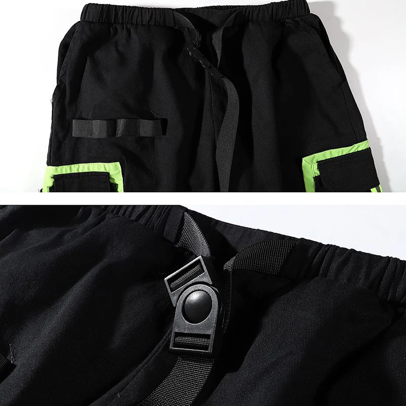 

ELKMU Pocket Patchwork Cargo Pants Jogger Men Streetwear Harajuku Fashion Multi-pocket Sweatpants Trousers Elastic Waist HM453