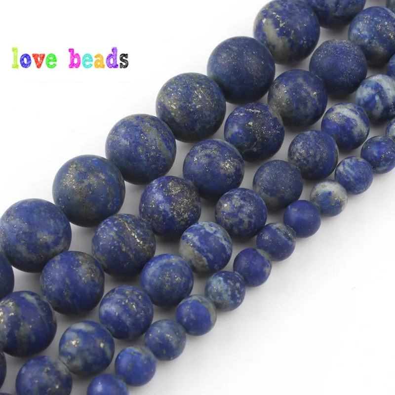 

AAA Natural Lapis Lazuli Stone Beads Dull Polish Matte Stone Round Bead for jewelry Making DIY Bracelet Necklace 15''Strand