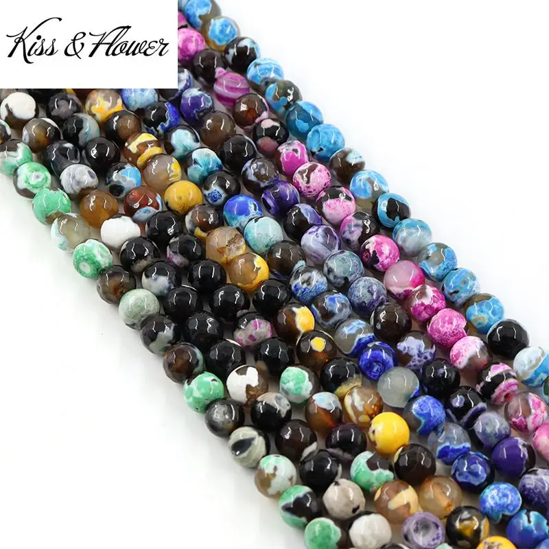 

KISS&FLOWER LB49 2021 6 8 10mm Natural Stone Jewelry DIY Making Accessories Bracelet Necklace Agate Colorful Faceted Round Beads