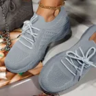 Женские теннисные кроссовки SAGACE, модные однотонные вязаные кроссовки на платформе большого размера со шнуровкой, уличная прогулочная обувь, 2021