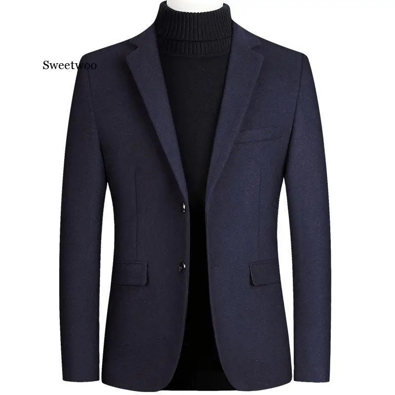 Пиджак мужской слитный модный блейзер из смесовой шерсти костюм куртка
