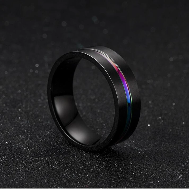Модное мужское черное кольцо из нержавеющей стали элегантные цветные кольца с