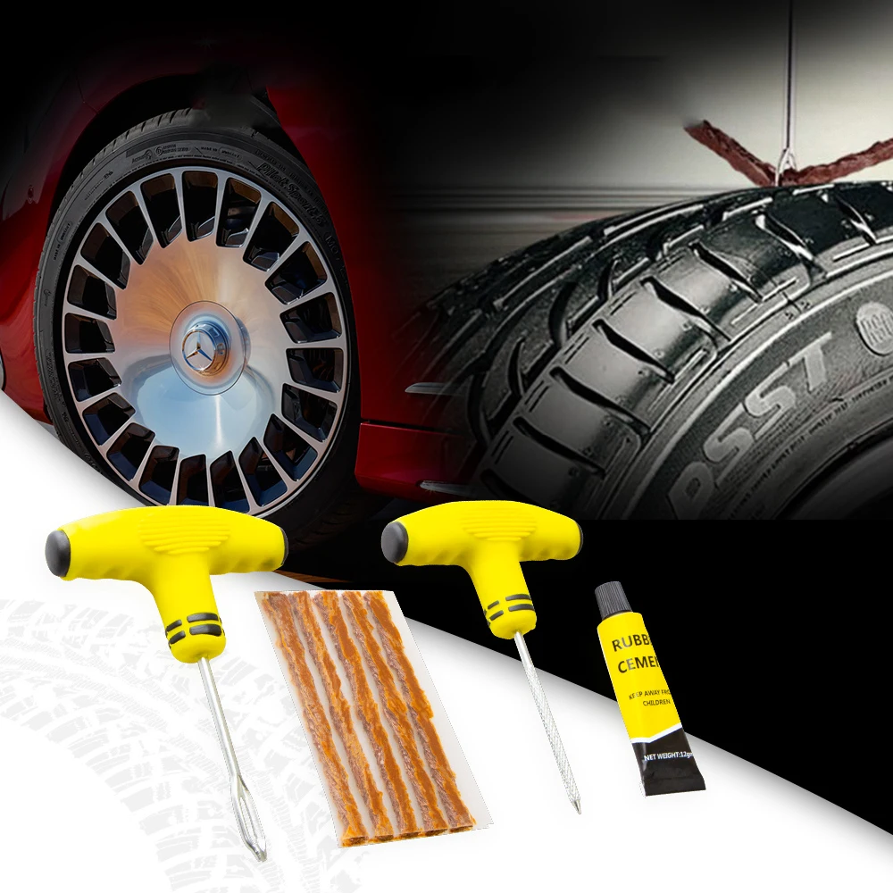 Tire Repair Tool Kit For Tubeless Emergency Tyre Fast Puncture Plug Block Air Leaking Car Truck |