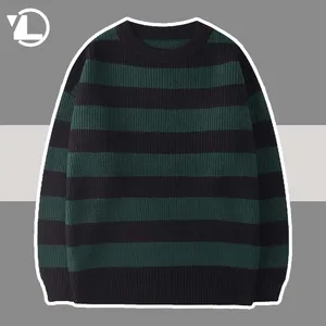 Imported Striped Knitted Sweater Men Women Vintage Tate Langdon Loose Sweaters Harajuku Green Warm Autumn Jum
