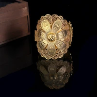 new french coin gold jewelry cutout design open cuff bracelet ladies arabian algerian royal wedding gift