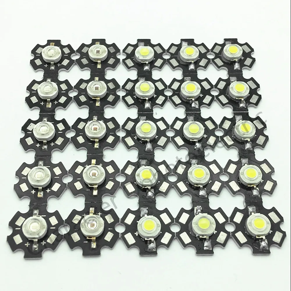

50pcs 1W 3W High Power white warm white red green Blue Royal blue 660nm LED with 20mm star pcb