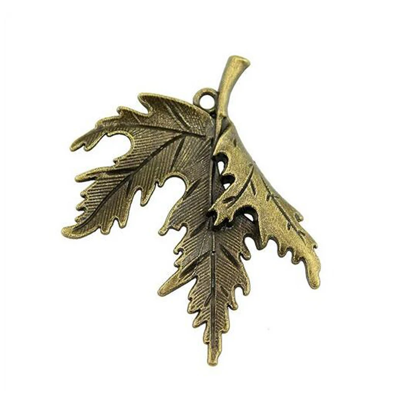 4 шт. панковские шармы Античная бронзовая большая кленовый лист кулон ручной