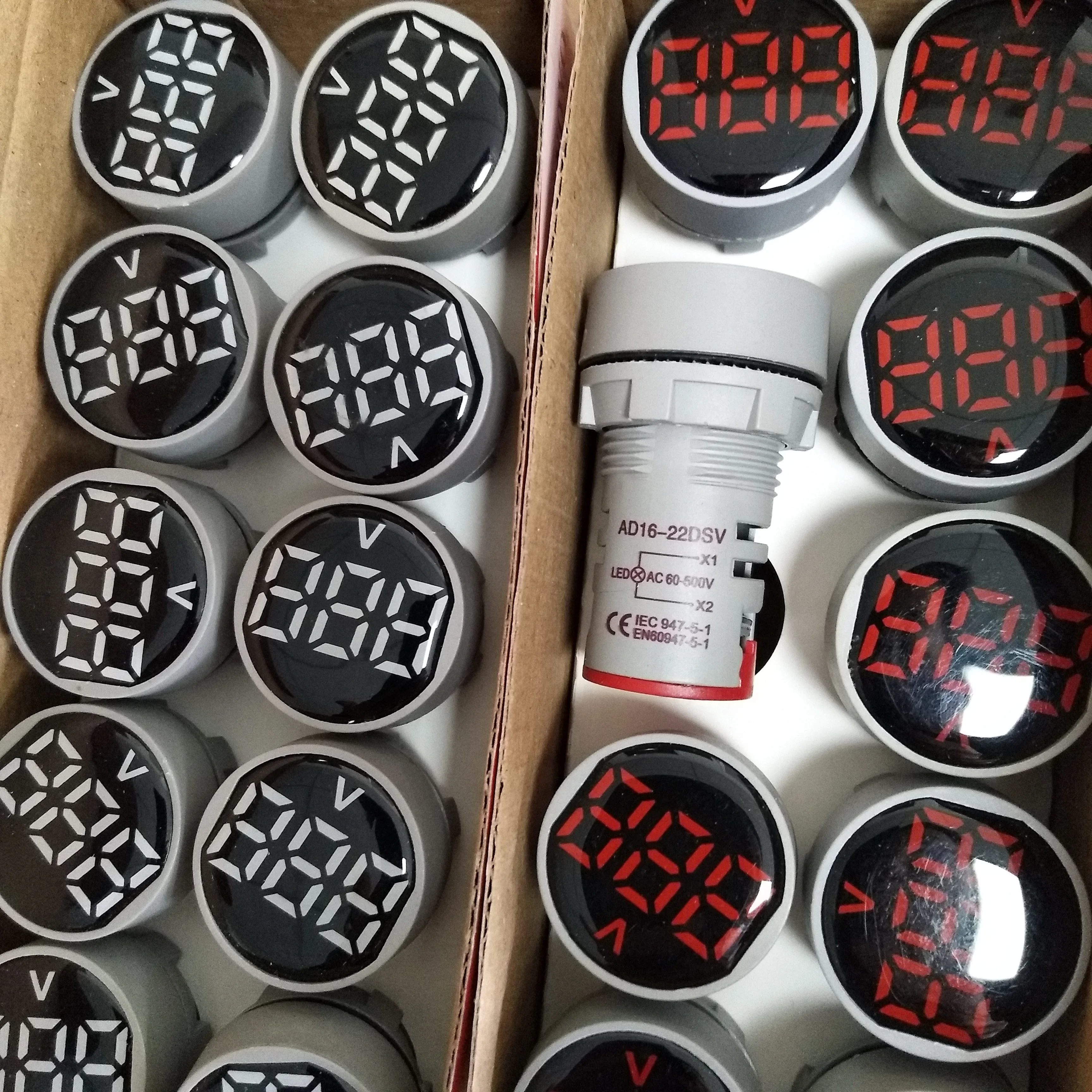 10PCS 22mm AC 60-500V LED Digitial Display Red Green Yellow Blue White Voltmeter Indicator Light Type Voltage Meter Tester | Лампы и
