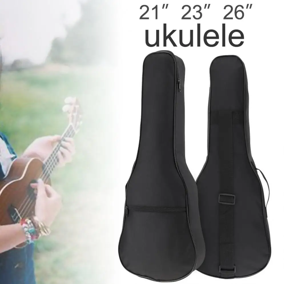 

21 / 23 / 26 Inch Black Portable Ukulele Bag Soft Case Gig Cotton Waterproof Bag