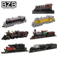 bzb moc classic train vintage punk steam freight train high techtrack block model assembly children diy toys gifts