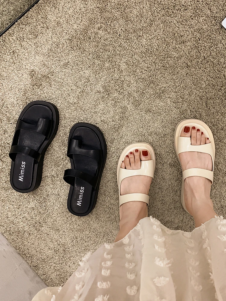 

Slippers Women's Shoes Summer 2021 New Fashion Retro Set Toe Thick-soled Non-slip Slippers Slippers Women