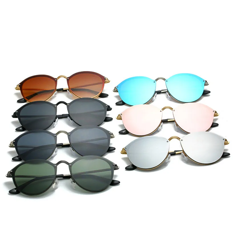 

Cat Eye Sunglasses Women Luxury Coating Mirror Sun Glasses Female Retro Rimless Metal Eyewear UV400