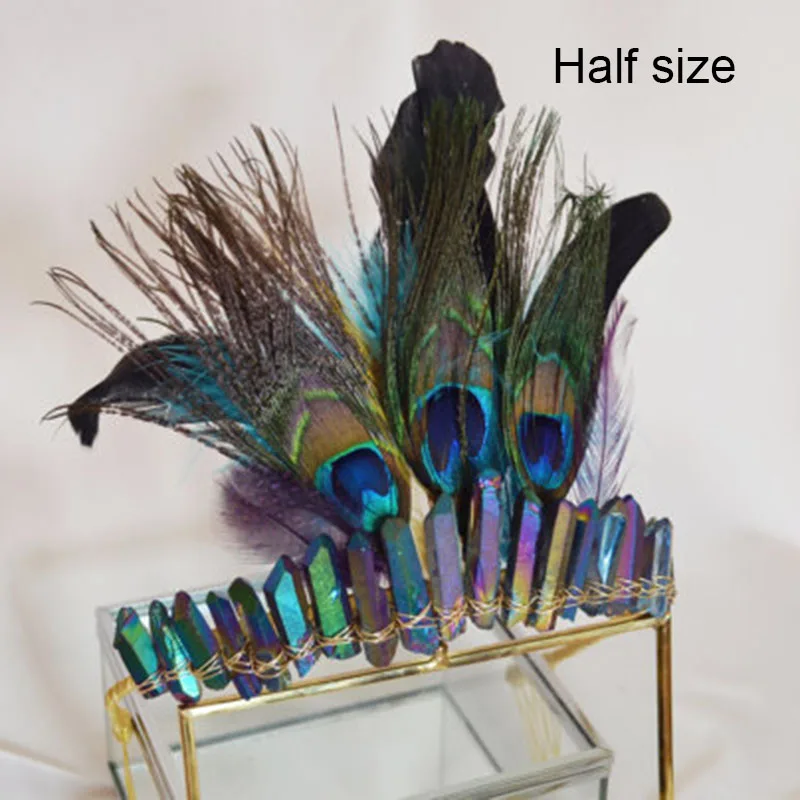 Марди Гра кварцевый кристалл мистик луна гребень для волос Хрустальный головной