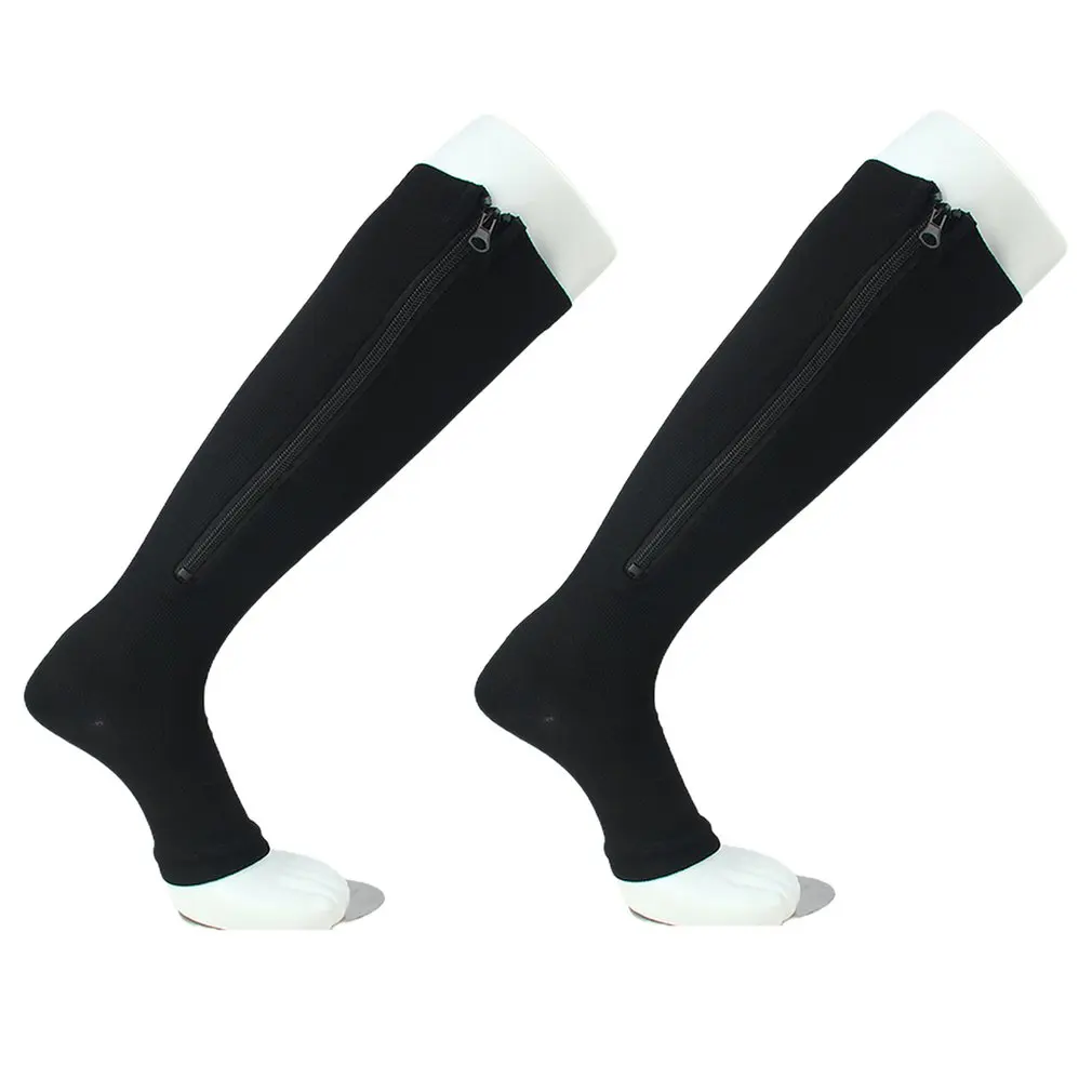

Sports Compression Zipper Stovepipe Socks Open Toe With Zipper Reduce Leg Swelling And Fatigue Durable Socks