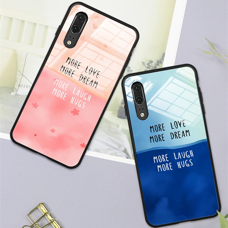 

Phone Case For Samsung Galaxy A10 A20 A30 A50 A60 A70 Case Contrast color Tempered Glass Hard Cover For Samsung A80 A90 Casing