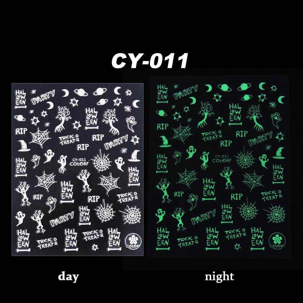 

Nails Art Decoration DIY Decals Ongles Nail Accessories Halloween Luminous Witch Pumpkin Lantern Nail Manicure3D Stickers