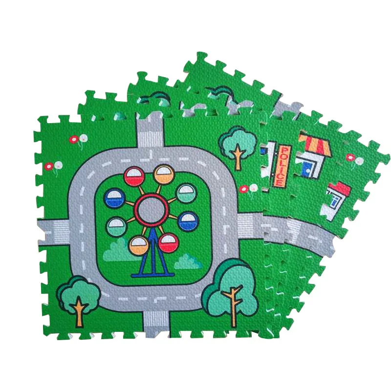 Детский игровой мат из пены городской сцены дорожный ковер детский утолщенный