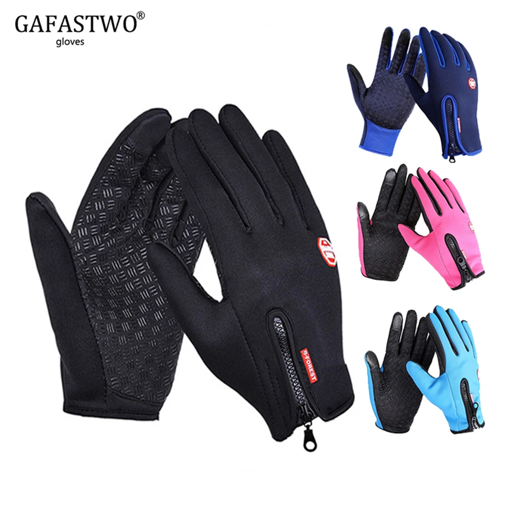 Крутые черные зимние теплые мужские перчатки женские непромокаемые