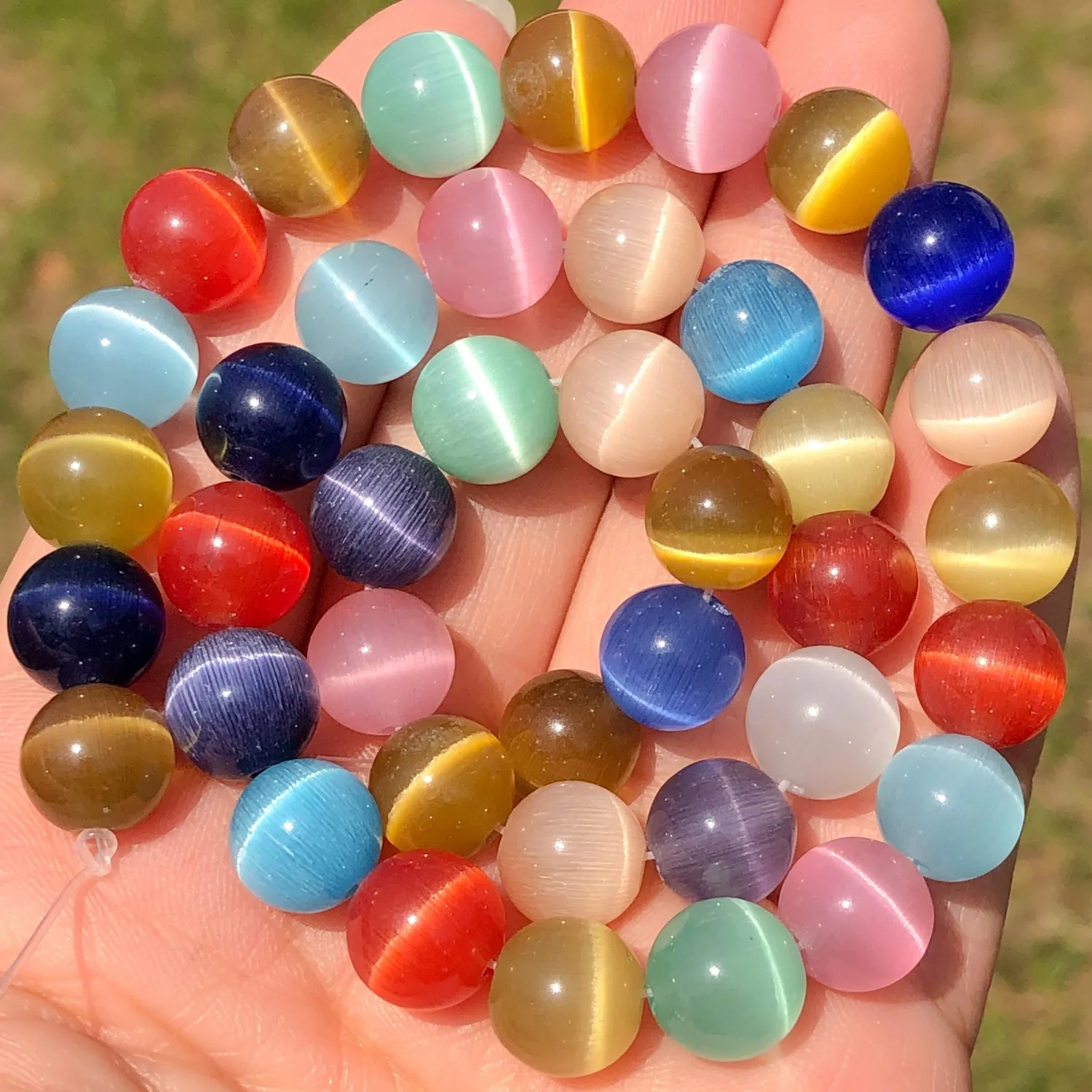 

Multicolor Cat's Eye Opal Natural Stone Glass 4/6/8/10/12MM Loose Spacer Moonstone Beads For Jewelry Making DIY Bracelet Finding