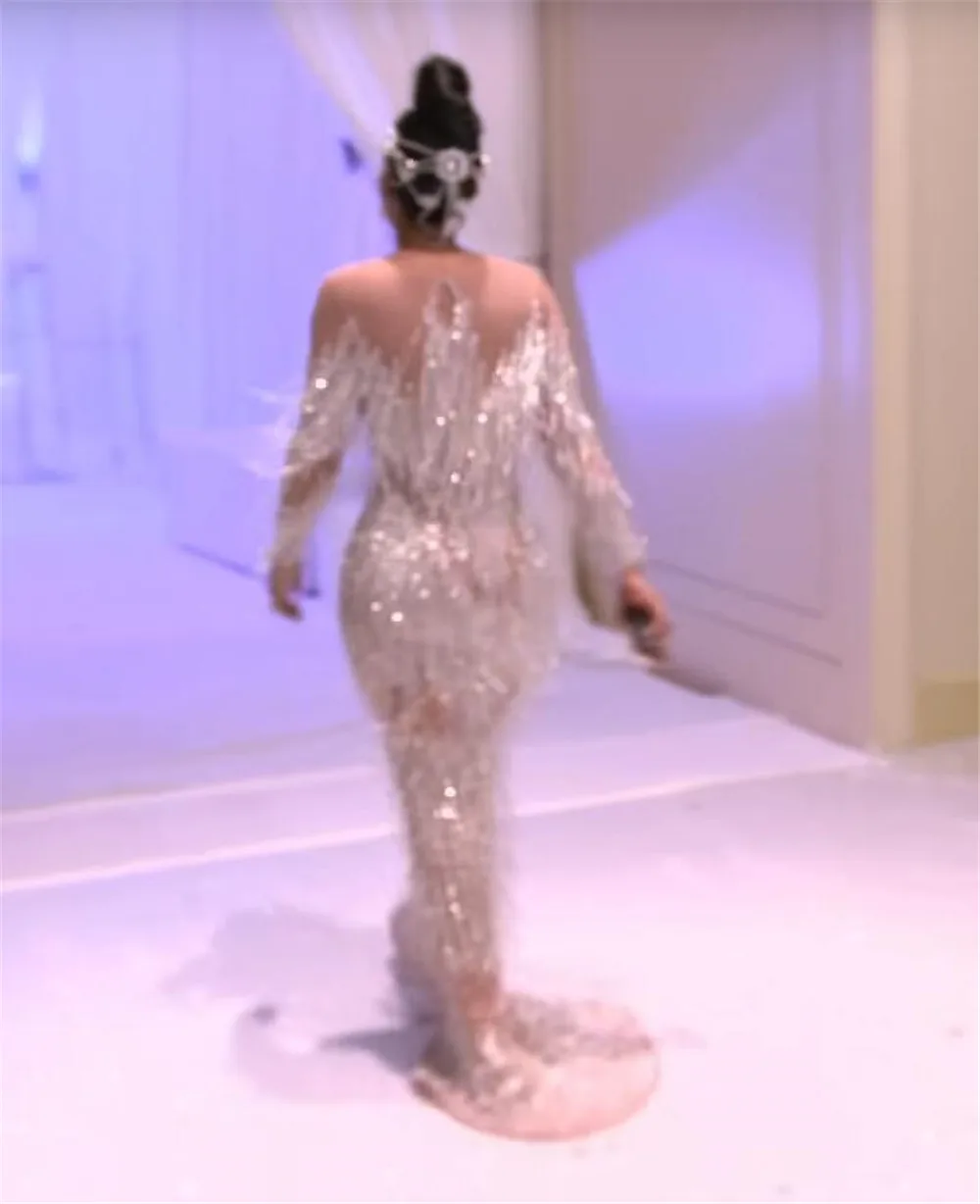 Роскошные серебряные платья с бусинами для выпускного вечера 2020 Сексуальные