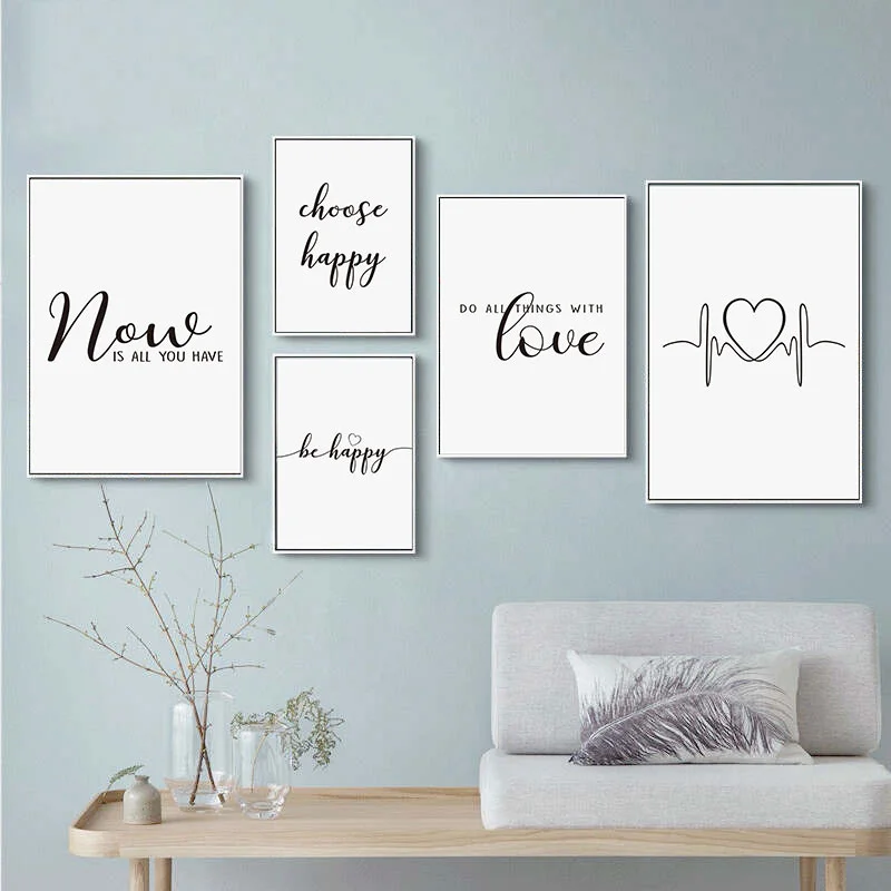 

Inspirational Life Quote Prints Posters Be Happy Letters Canvas Painting Modern Wall Pictures For Living Room Bedroom Home Decor