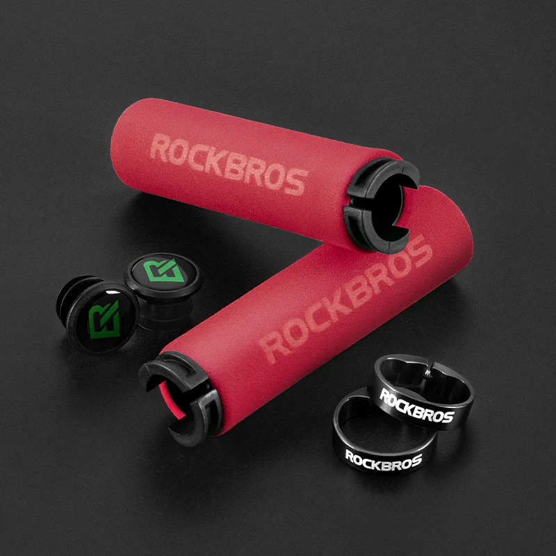 

ROCKBROS Bike Grips Silicone Sponge Handlebar Grips Skidproof Shockproof MTB Road Cycling Handlebar Cover Soft Bicycle Grips