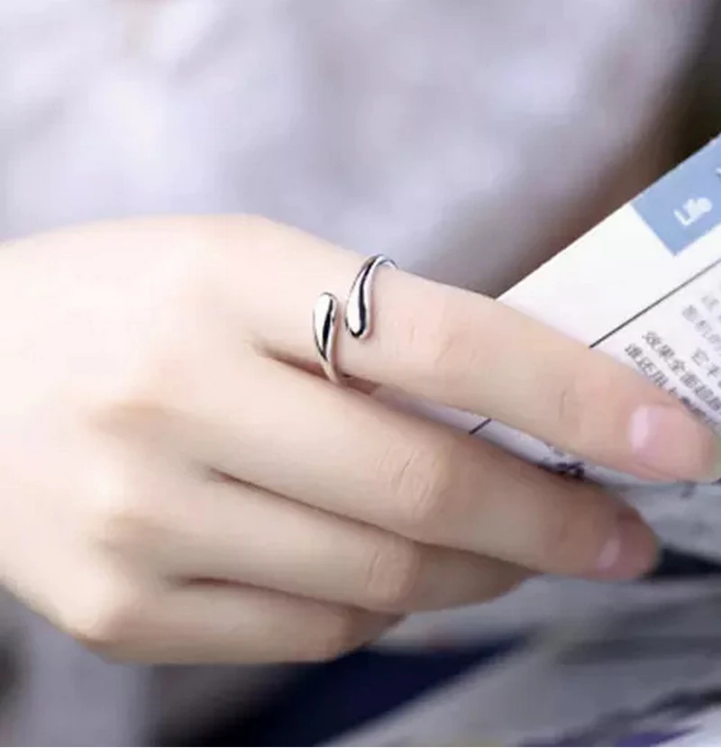 Модное милое открытое женское кольцо простое серебряное ювелирное изделие| |