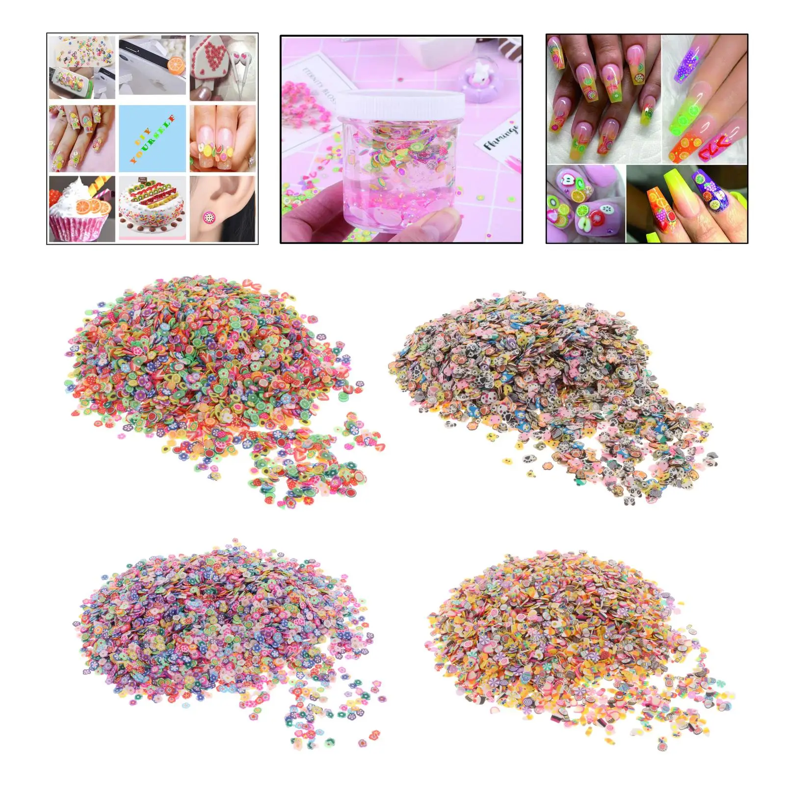 

10000PCS Polymer Slices Animal Slices DIY Nail Art Slime Supplies Bright Colo