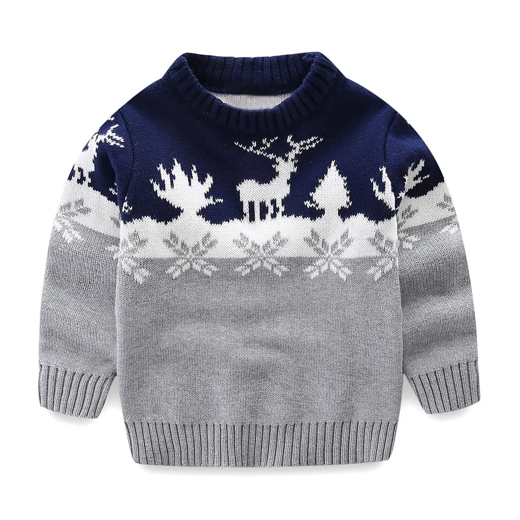 

3-7Y Kids Boys Christmas Sweaters Xmas Reindeer Outfits Baby Boys Girls Winter Clothes Christmas Pullover knitted sweater A50