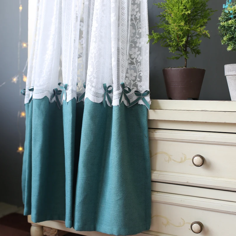 Korean style Green Lace Bow Tulle Curtain Upscale Embroidered Coffee Half Wine Cooler For Bar Kitchen Door YW003 | Дом и сад