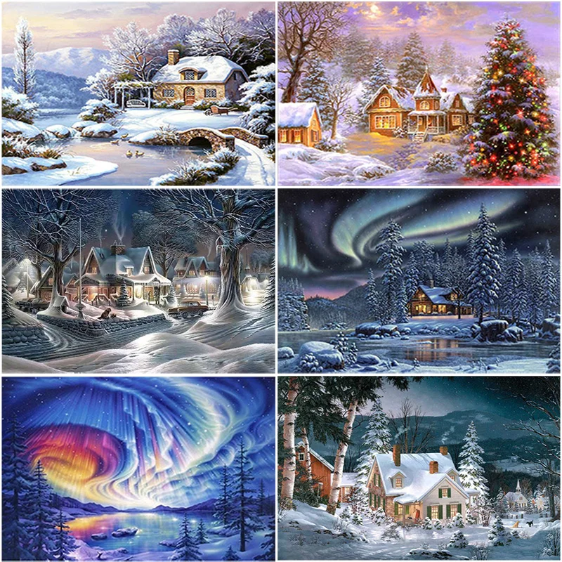 Алмазная 5D картина сделай сам снежный пейзаж алмазная вышивка крестиком полная