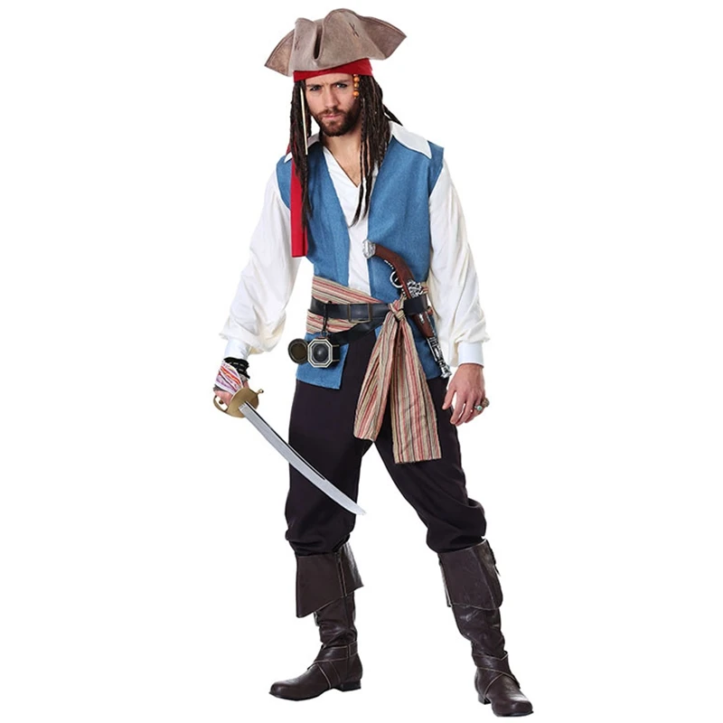 Irek костюм на Хэллоуин для взрослых Пираты Карибский Капитан Костюм Джека Косплей