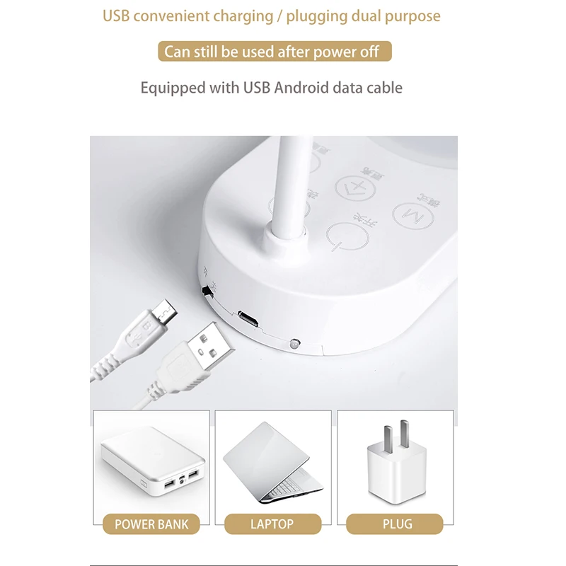 BMBY-инновационная двойная лампа с Usb зарядкой, 5 стопов, Холодный/теплый светильник, настольная лампа, Настольный светильник, светодиодные настольные лампы, гибкие