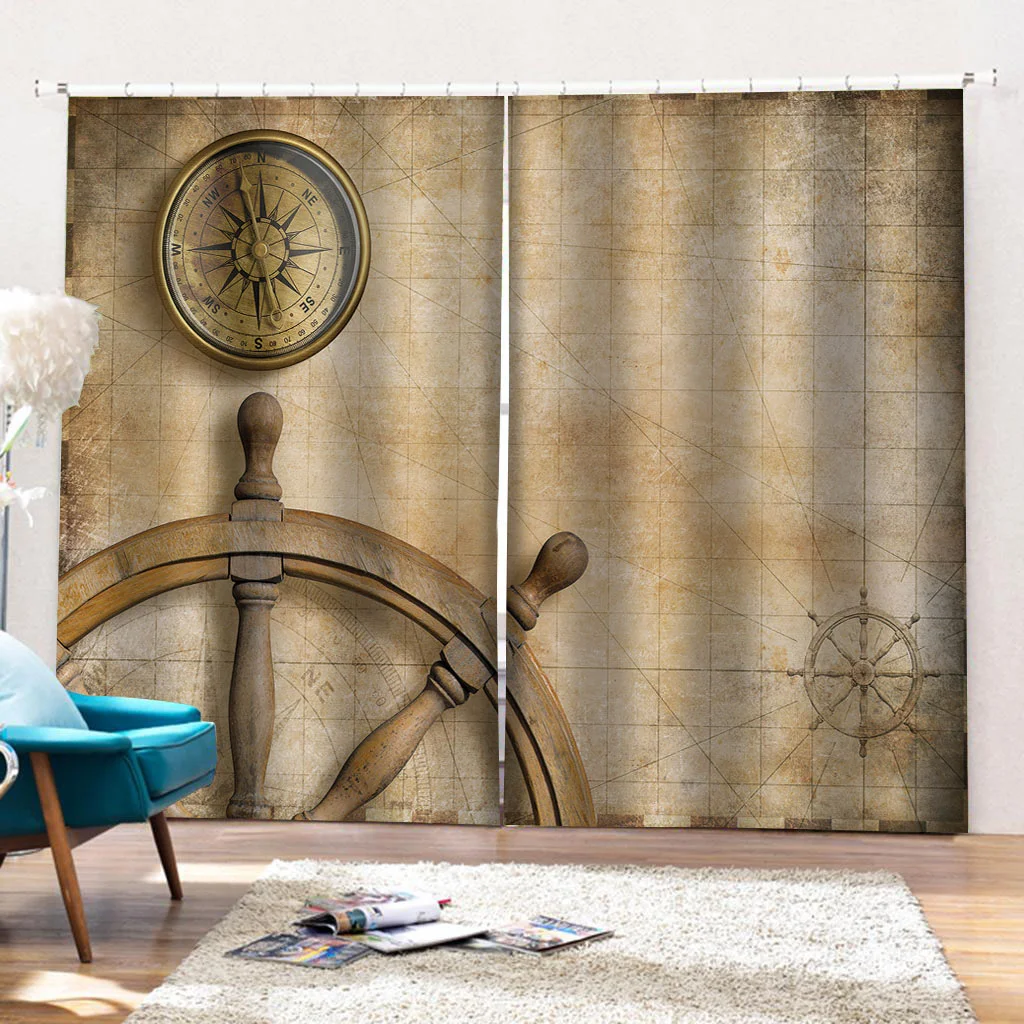 

Custom 3D Window Curtains For Living Room Bedroom Wooden Pattern Curtains For Kitchen Window Decoration