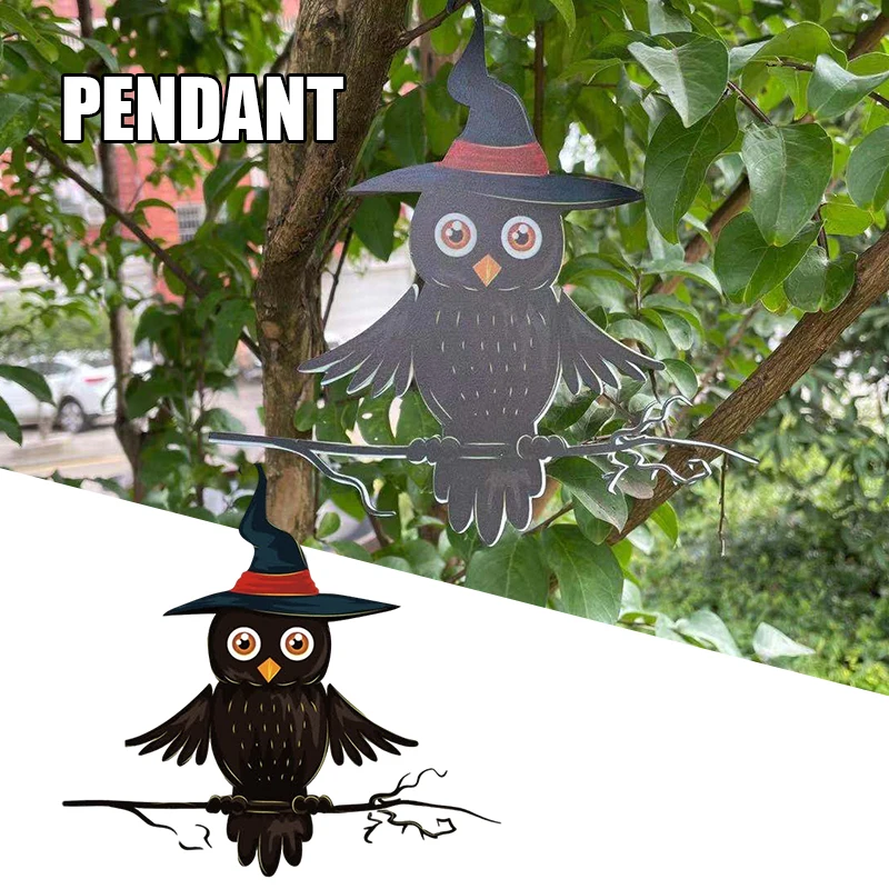 

Креативное металлическое украшение в виде совы, легкий реквизит на Хэллоуин для украшения дома, сада, двора ALI88