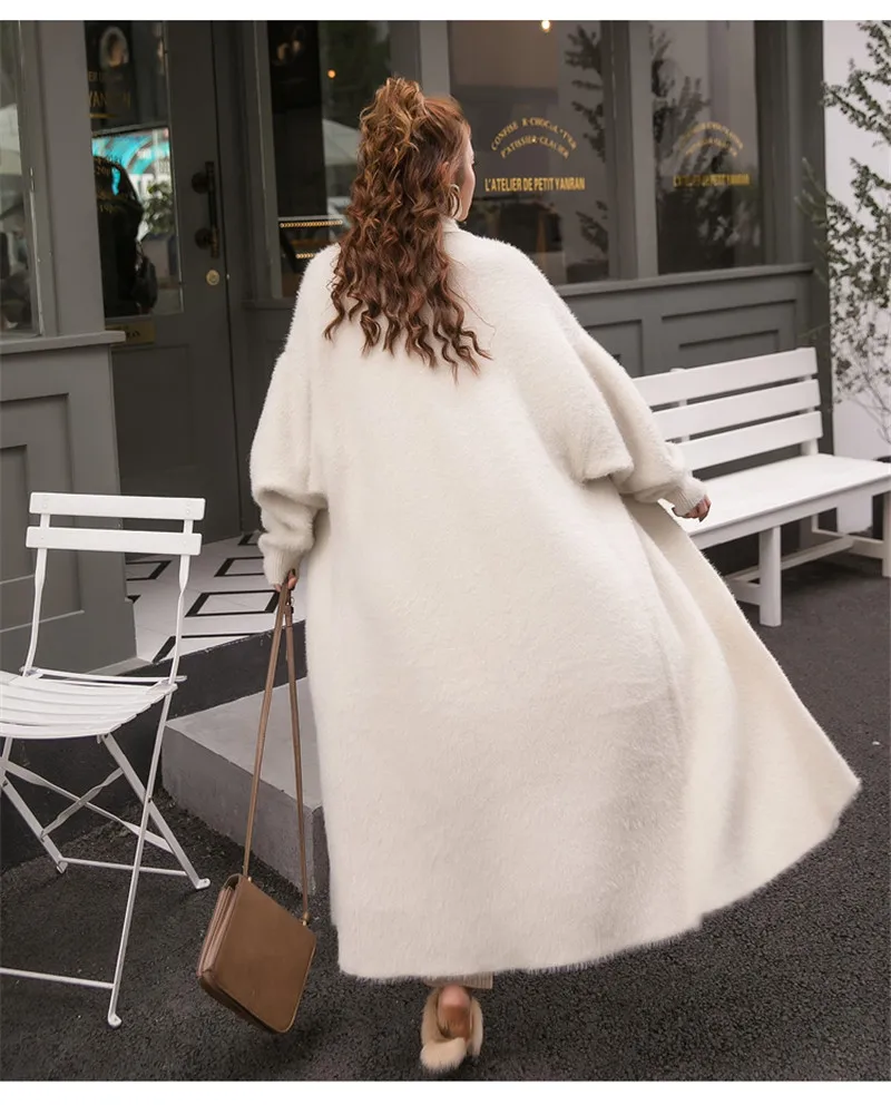 Женское зимнее теплое пальто 2019 Женский вязаный длинный кардиган с рукавами