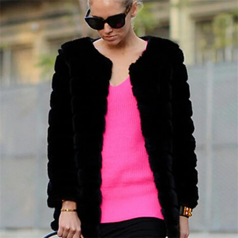 New Ladies Fur Coat Womens European And American Fashion Mid-Length Imitation Mink Jackets Thick Autumn And Winter